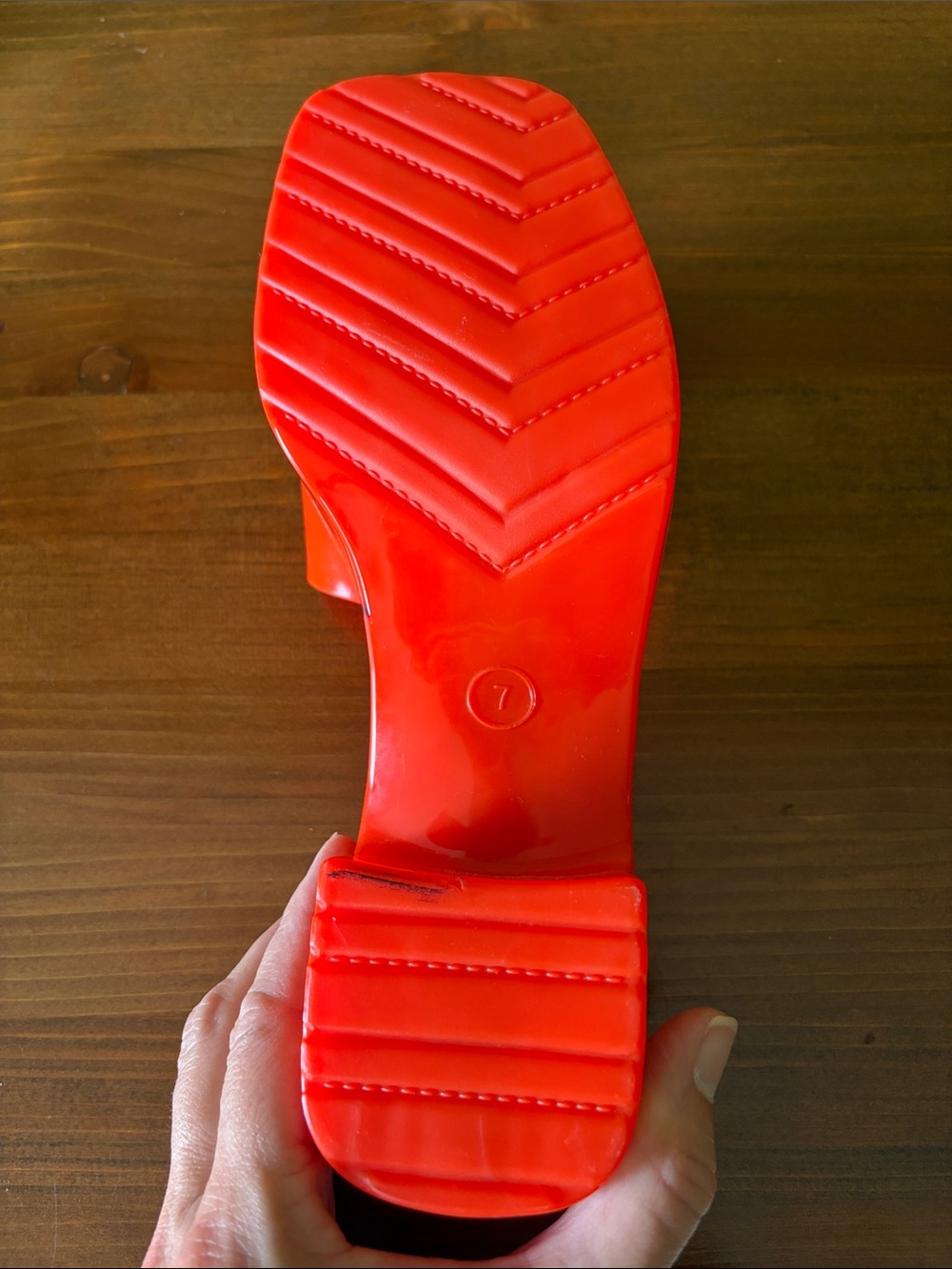 Orange Slide Block Heel Sandals - Picture 11 of 11